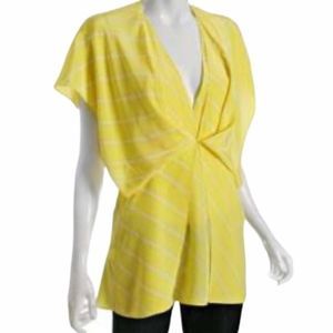 BCBGMAXAZRIA Yellow Silk Dolman Sleeve Blouse